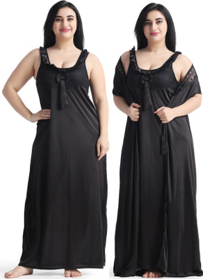 Night Heels Women Nighty Set(Black)
