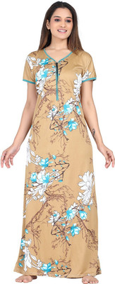 VELEZZA Women Nighty(Yellow)