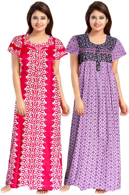 Aryansh Enterprises Women Nightdress(Pink, Purple)