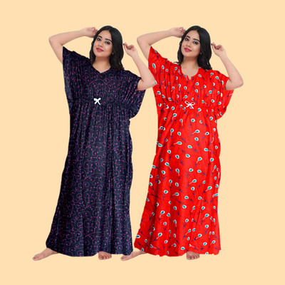 NEXT FASHION HUB Women Nighty(Red, Blue)