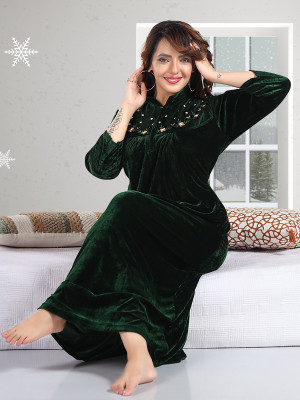 PlayKith Women Nighty(Green)