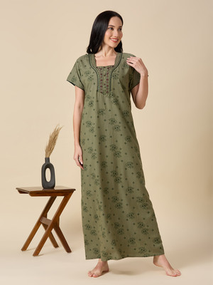 Nightspree Women Nighty(Green)
