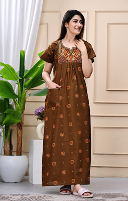 fashiongrape Women Nighty(Yellow)