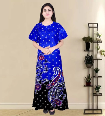 NIRMALA FASHIONS Women Nighty(Blue)