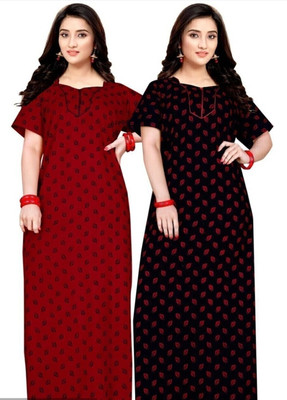 PVR Women Nighty Set(Multicolor)