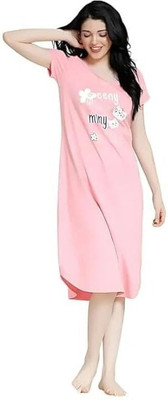 VRIKSHVASTRA Women Nightdress(Pink)