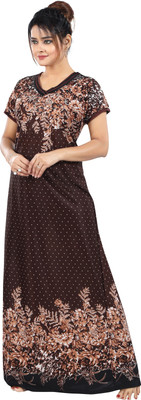 HouseOfCommon Women Nighty with Robe(Brown)