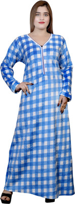 NACNO Women Nighty(Blue, White)