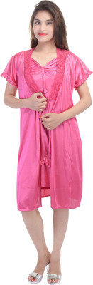 Soundarya Women Nighty with Robe(Pink)