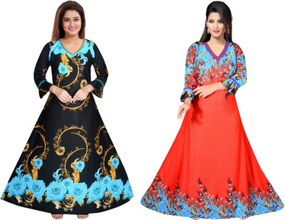 PURSA Women Nighty Set(Multicolor)
