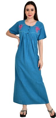 LDHSATI Women Maternity/Nursing Nighty(Blue)