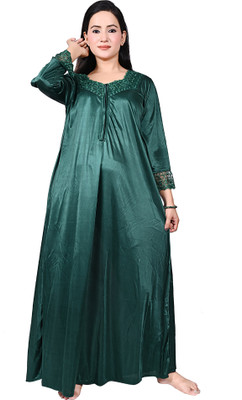 DIVYASTRI FASHION Women Nighty(Green)