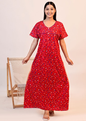 PAL CLOTHING Women Nighty(Red)