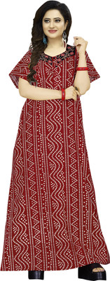 Mahicotton Women Nighty(Maroon)