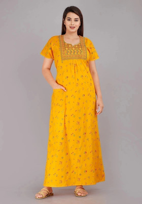 shakti enteprises Women Nightdress(Yellow)