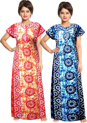 Arti fashion Women Nighty(Orange, Blue)