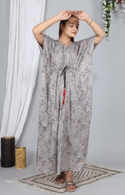 SHREE VITTHAL Women Nighty(Grey)