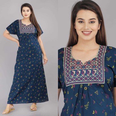 MAYA PRINT Women Nighty(Dark Blue)