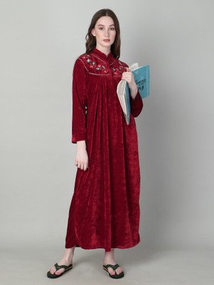Glossia Women Nighty(Maroon)