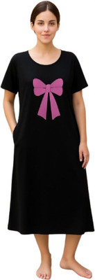 Pari's Hub Women Nightdress(Black)