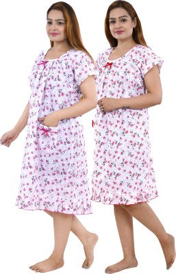 SwaNit Women Nightshirts(Pink, Red)