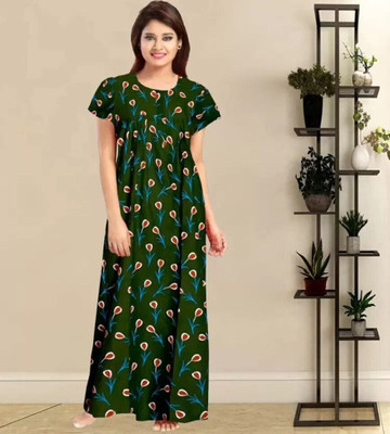 Homezilla Women Nighty(Green)