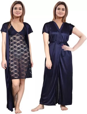 CK Collection Influent Women Nighty Set(Dark Blue)