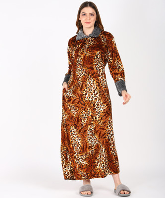L r textiles Women Nighty(Brown)