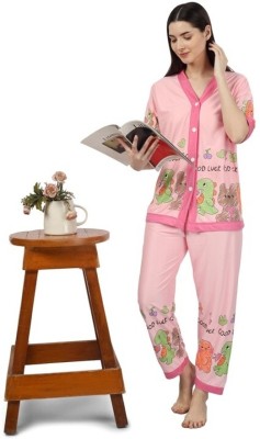 amira Women Printed Pink Top & Pyjama Set