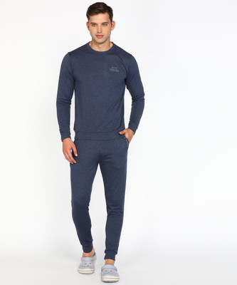 PETER ENGLAND Men Solid Dark Blue Night Suit Set