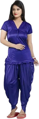 DIVYASTRI FASHION Women Solid Blue Night Suit Set