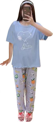 Camey Women Printed Blue Night Suit Set