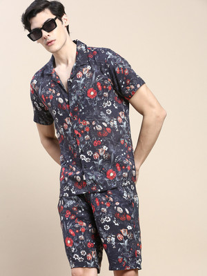 SHOWOFFFF Men Printed Black Top & Shorts Set
