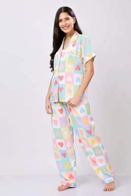 Lugo Women Printed Multicolor Night Suit Set