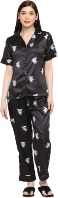 Smarty Pants Women Graphic Print Black Shirt & Pyjama set