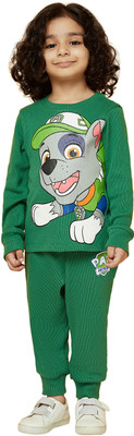 Spunkies Boys Printed Green Night Suit Set
