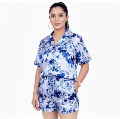 StyloQueen Women Printed Blue Top & Shorts Set