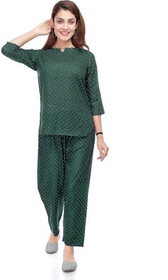 MarutiCollection Women Printed Green Night Suit Set