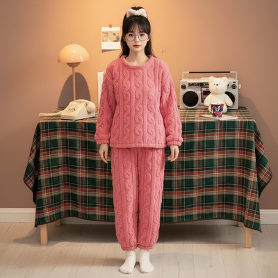 TIARA WORLD Women Self Design Pink Night Suit Set