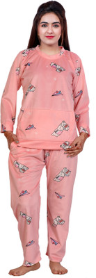 NACNO Women Printed Pink Top & Pyjama Set