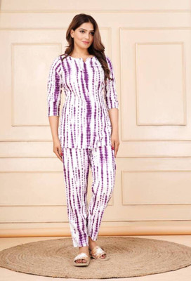 HouseOfCommon Women Embellished Pink Night Suit Set