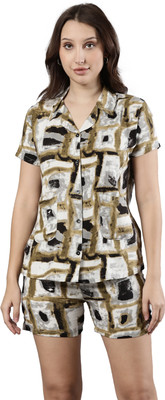 femmora Women Printed Yellow Top & Shorts Set