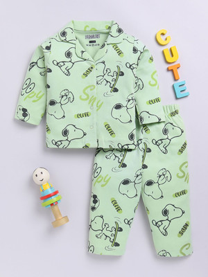 YK X Tinyo Baby Boys Printed Green Night Suit Set