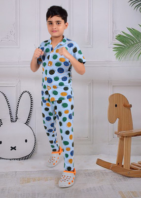 3BROS Boys Printed Multicolor Night Suit Set
