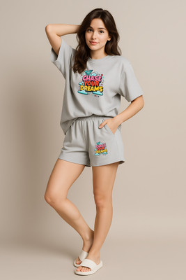 My Swag Women Printed Grey Night Suit Set