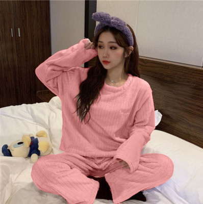 SOVIAN Women Self Design Pink Top & Pyjama Set