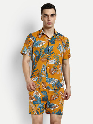 Leriya Fashion Men Printed Yellow Top & Shorts Set