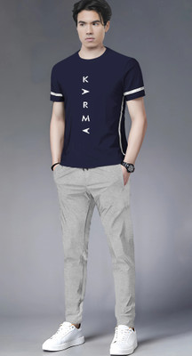 TRIPR Men Printed Blue, Grey Night Suit Set