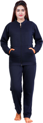 NACNO Women Solid Blue Shirt & Pyjama set
