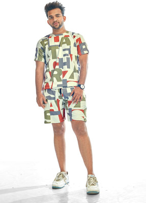 AADRSH COLLECTION Men Printed Green Night Suit Set